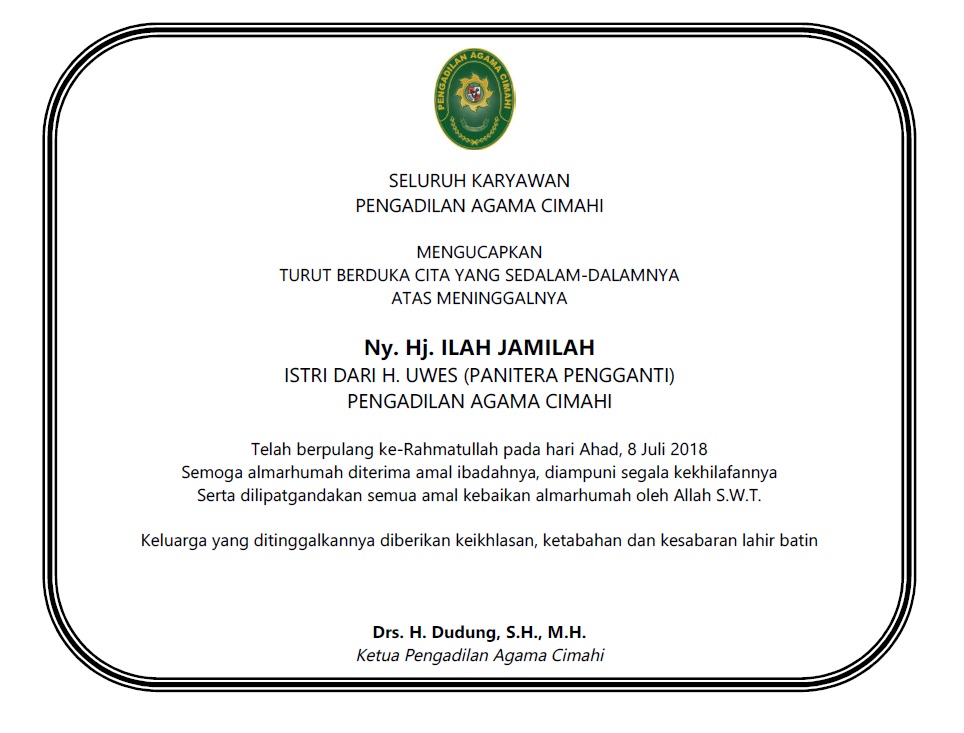 berita duka Hj. Illah Jamilah